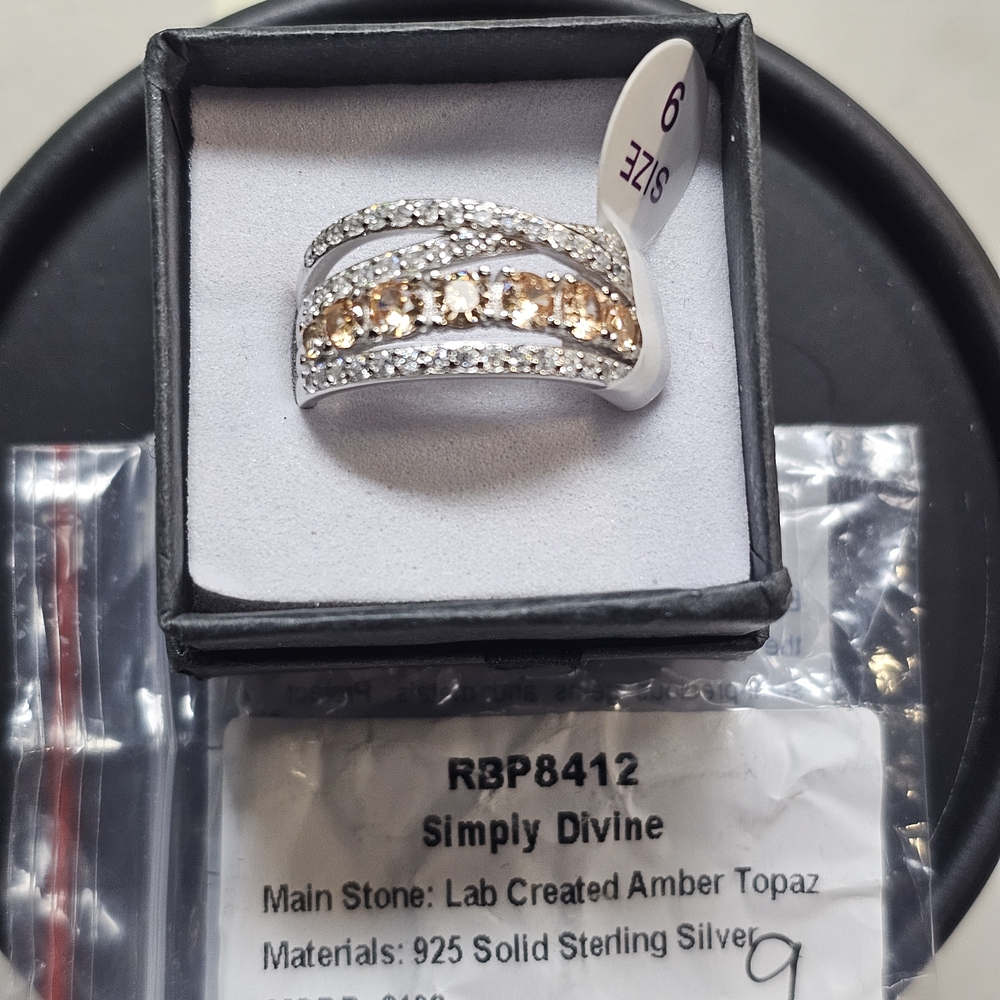 Bomb Party - Simply Divine Sterling Silver Ring with Amber Topaz (Size 9)